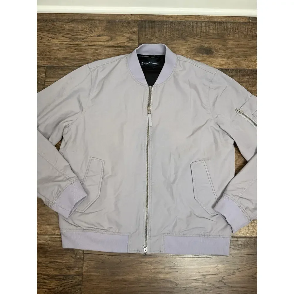 Everlane Jacket Mens Large Gray Uniform Bomber Full Zip Canvas Lined Casual